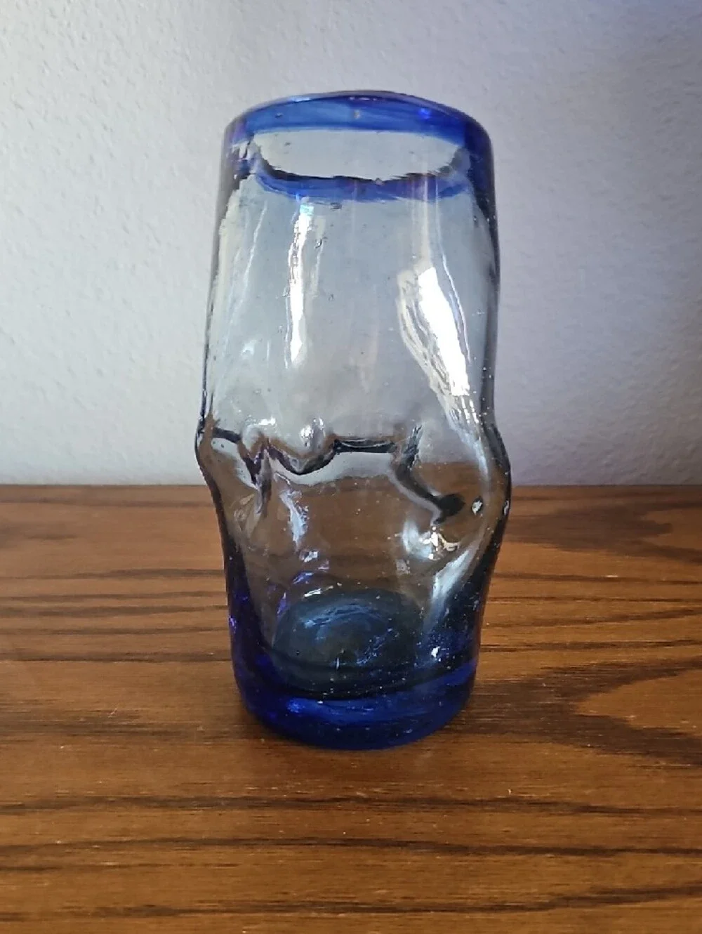 Mexico Handblown Cobalt Blue Glass Tote 3 #1 - Picture 2 of 7